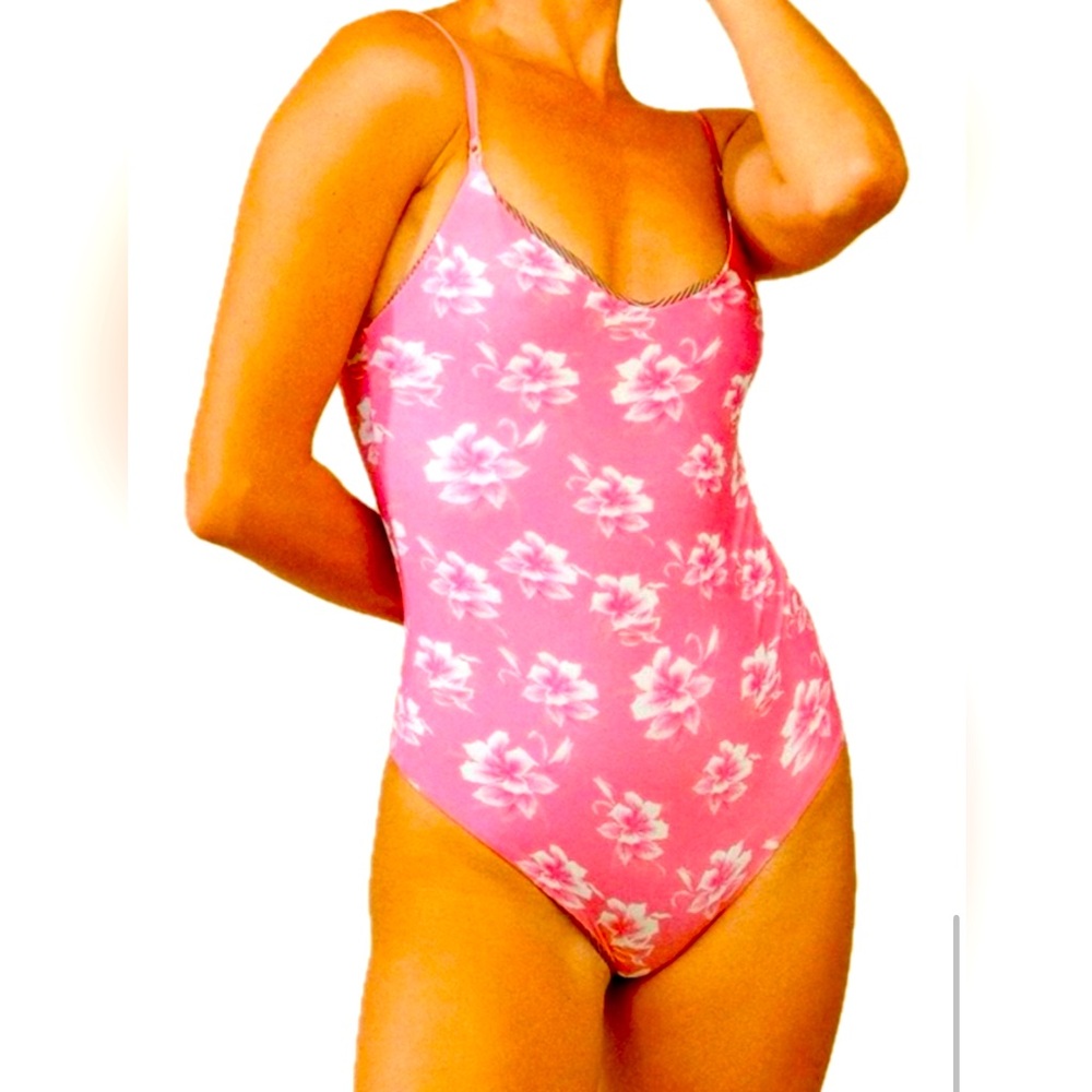 Acacia Swimwear Hina Full piece Neon Vintage NWT Swim Swinsuit Pink Flower Small